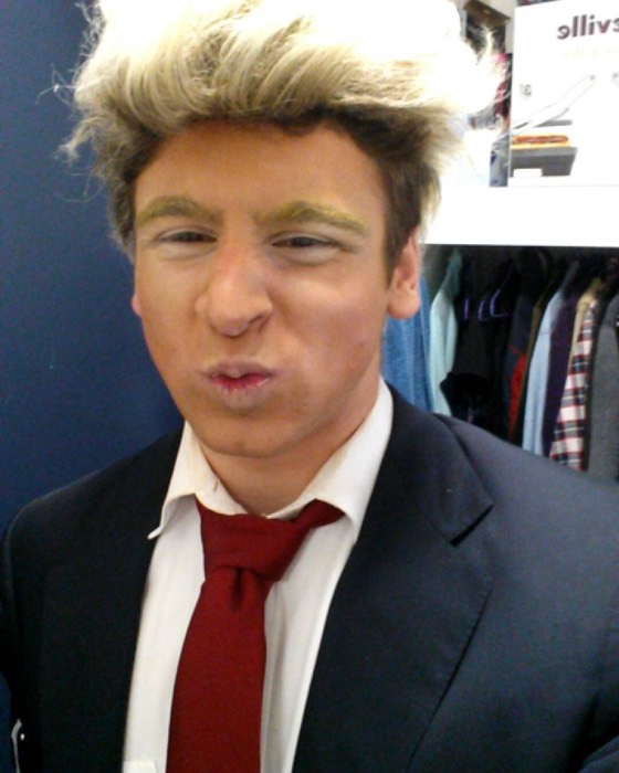 Joshua: full Donald Trump costume with blond wig, orange makeup, pouting
