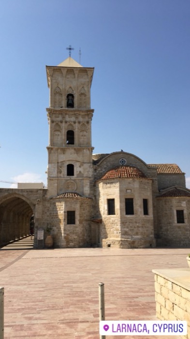 Church of Saint Lazarus bell tower under blue sky