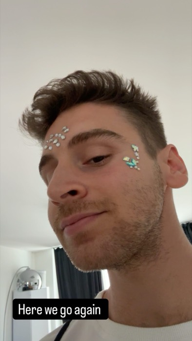 Joshua: selfie with festival face gems before Street Parade