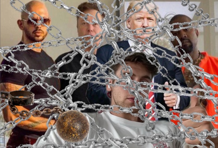 Meme variant: Joshua selfie collage with chains overlay edit.