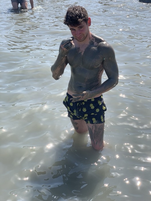 Joshua: covered in Dead Sea mud, standing in the shallows