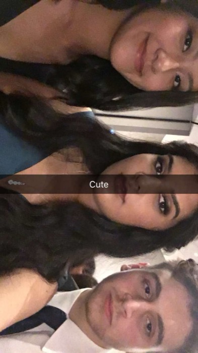 Joshua: Snapchat selfie collage with two women, low-light casual