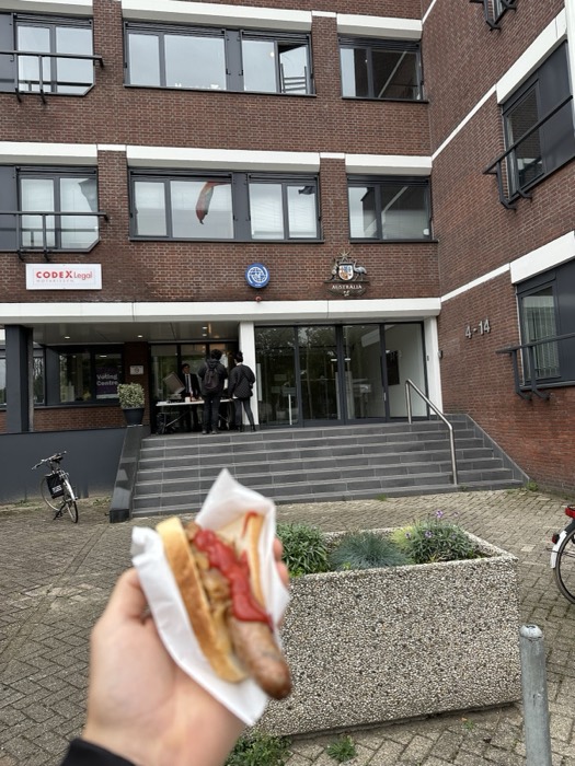 Joshua: sausage sizzle hot dog outside Australian voting centre