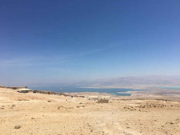 Sweeping desert view over the Dead Sea from Masada area
