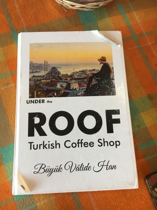 Under the Roof Turkish Coffee Shop menu booklet cover