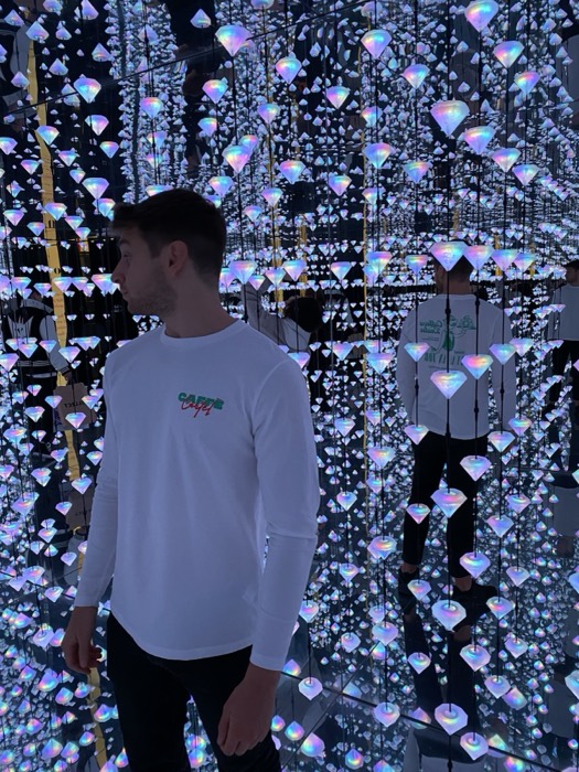 Joshua: in mirrored crystal infinity-room art installation