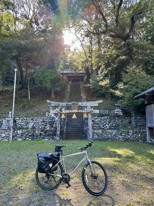 Edited version of bike-at-shrine shot, near-identical.