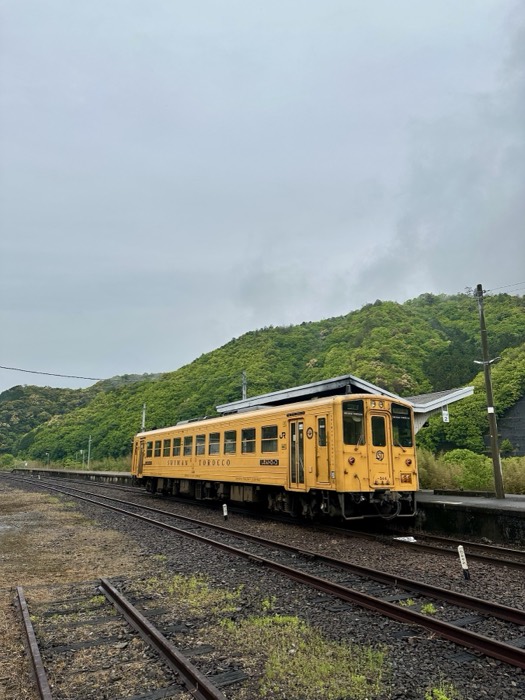 Edited near-duplicate of yellow Torocco train at station